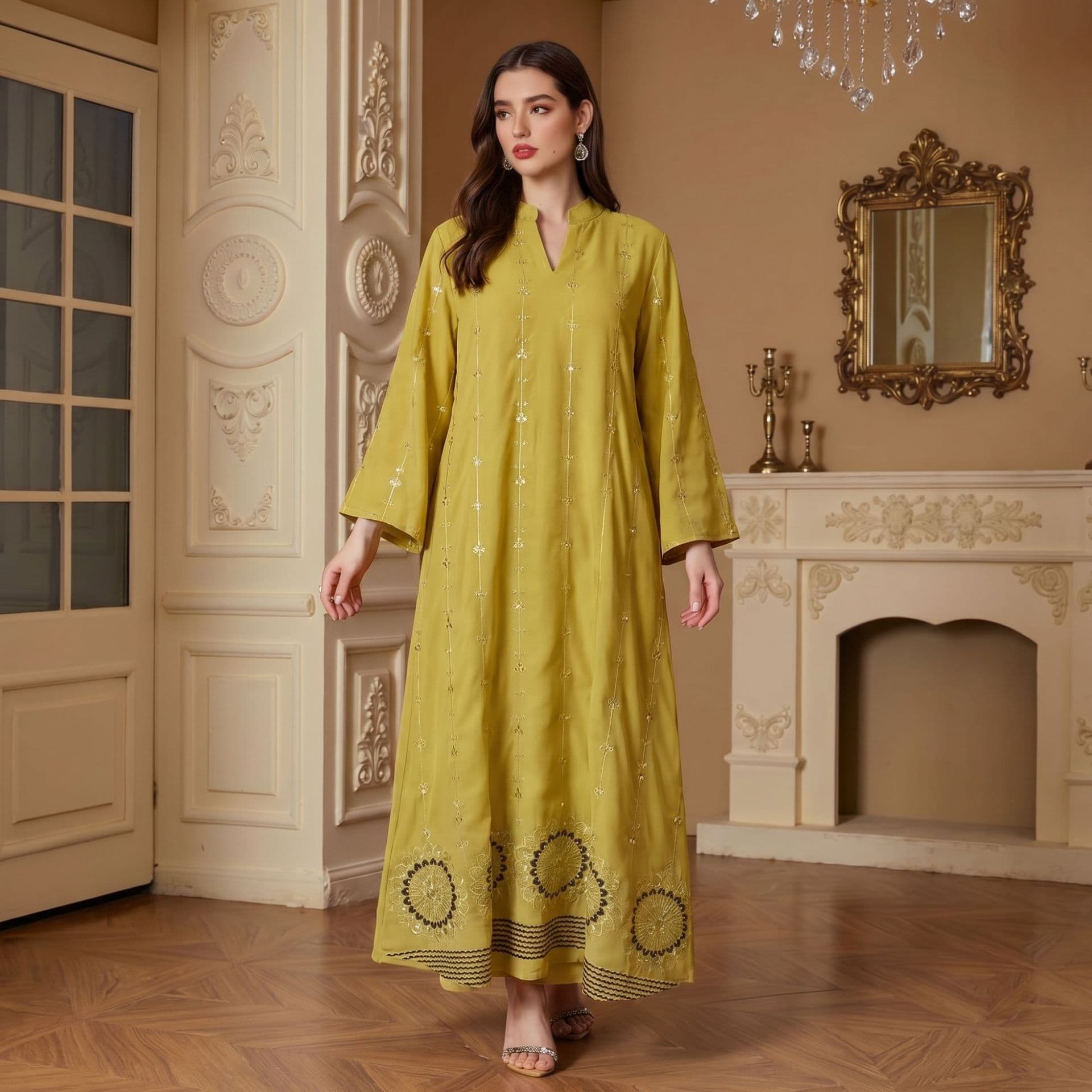Wholesale Cotton Linen Embroidered Maxi Dress New Festival Party Dress from Factory Elegant Embroidered Dress