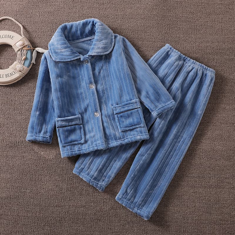 Children's Pajamas Autumn Winter Flannel Warm Thickened Girls' Loungewear Set Boys' Toddler Baby Pajamas