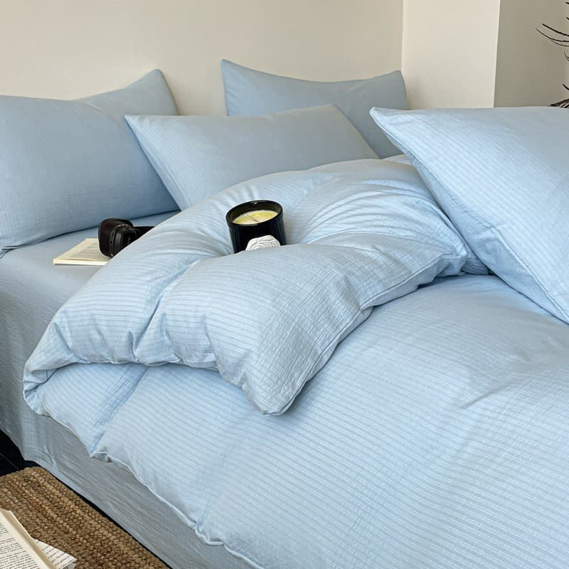 Manufacturer Home Textile Factory 2025 New Ultra-Soft Cloud-Like Cotton Solid Color Double-Layer Gauze Four-Piece Set, Household Bed Sheet and Duvet Cover