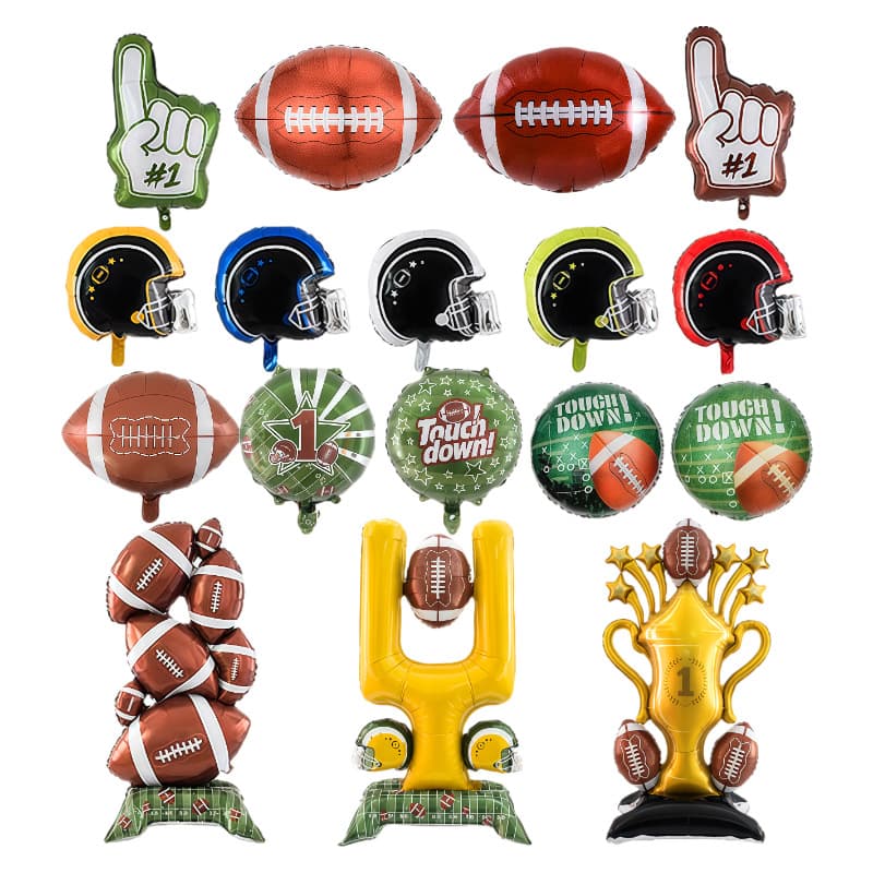 Party Decoration Balloon Helmet Goal Post Super Bowl Championship Football Theme Aluminum Film Balloon Wholesale