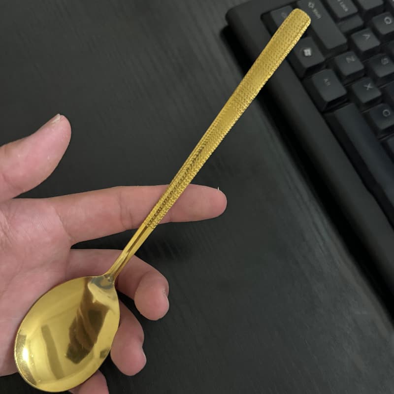 Korean ice-pattern spoon, soup spoon, stainless steel hammered long-handled spoon, Western soup spoon, student spoon, adult rice spoon