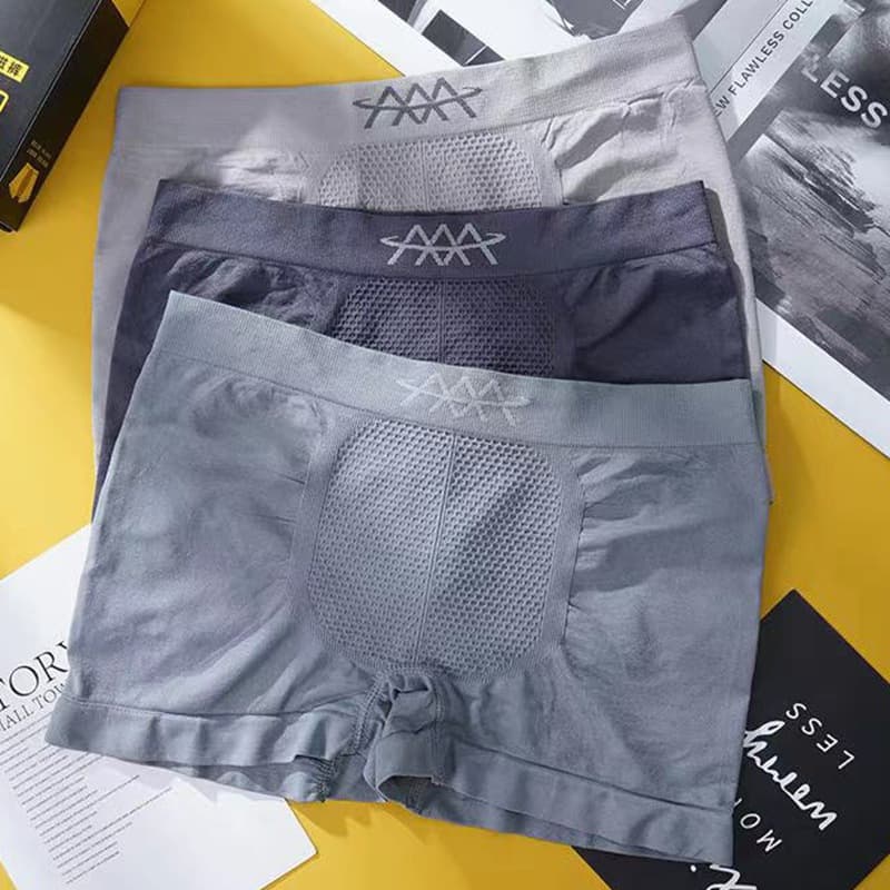 Men's Seamless Breathable Elastic Boxer Briefs, Mid-Waist Sports Trunks, Wholesale