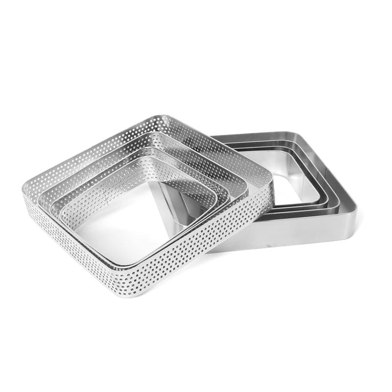 1.0 thick stainless steel punched square tower ring French fruit mousse tart ring rice cake ring cornmeal cake ring