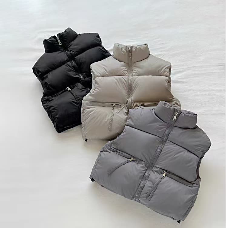 New Autumn/Winter Children's Stand Collar Cotton Vest, Thickened and Warm, for Boys and Girls, Older Kids, Wear Inside or Out