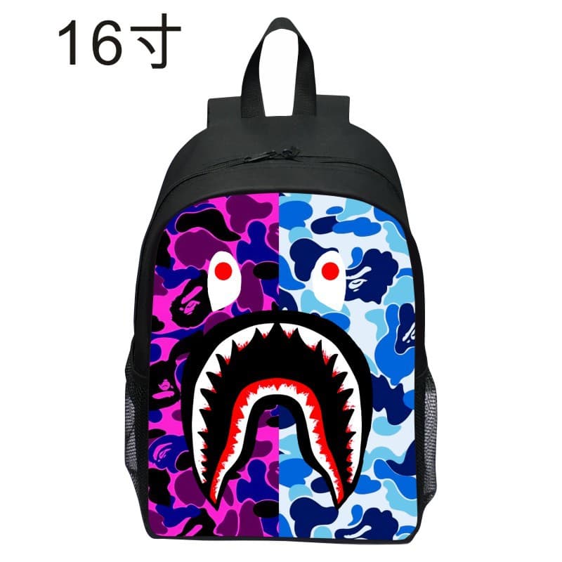 New Printed Big Mouth Graffiti Backpack Cartoon Shark Shoulder School Bag for Elementary School Grades 1-4 Dropshipping