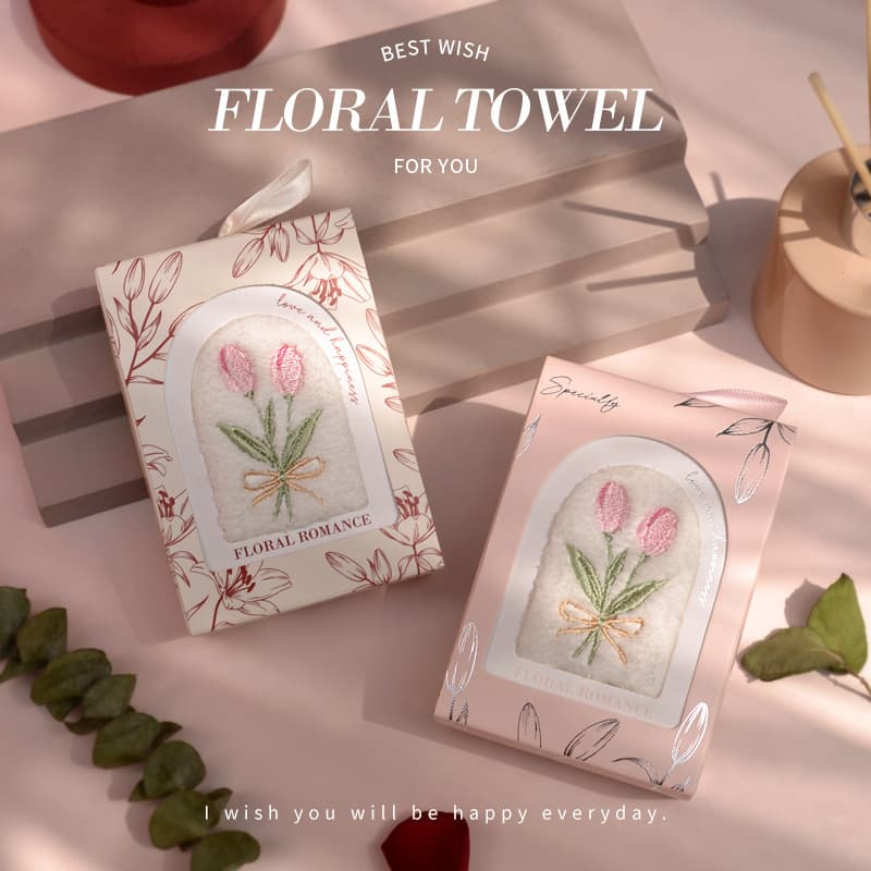 Creative Tulip Embroidery Souvenir Towel, Small Gift Wholesale, Wedding Bridesmaid Face Square Towel
