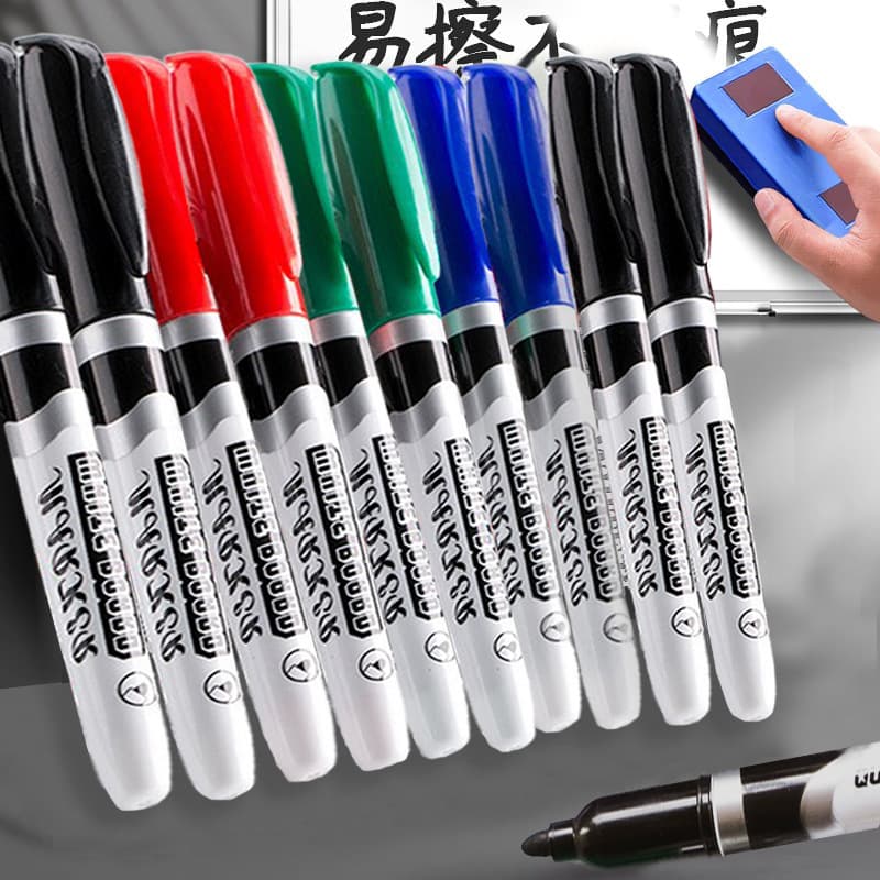 Large Capacity Erasable Whiteboard Markers Teacher Use Oil-Based Black Children Drawing Board Writing Board Easy Erase Big Tip Water Pens