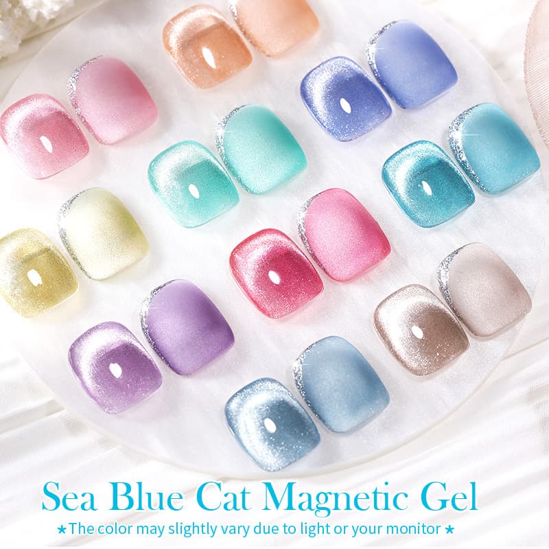 BORN PRETTY New Smurf Cat Eye Gel Aquamarine Cat Eye Nail Polish Gel Starburst Flash Therapy Gel
