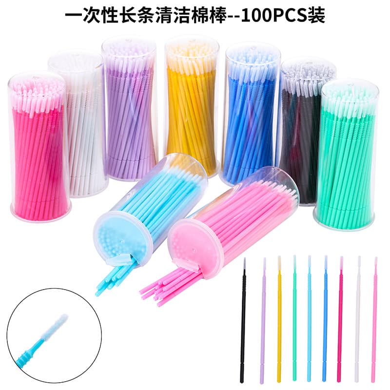 Cross-border Bucket Disposable Long Head Cotton Swabs for Eyelash Extension, Eyebrow Tattoo, Nano Cotton Swabs Wholesale