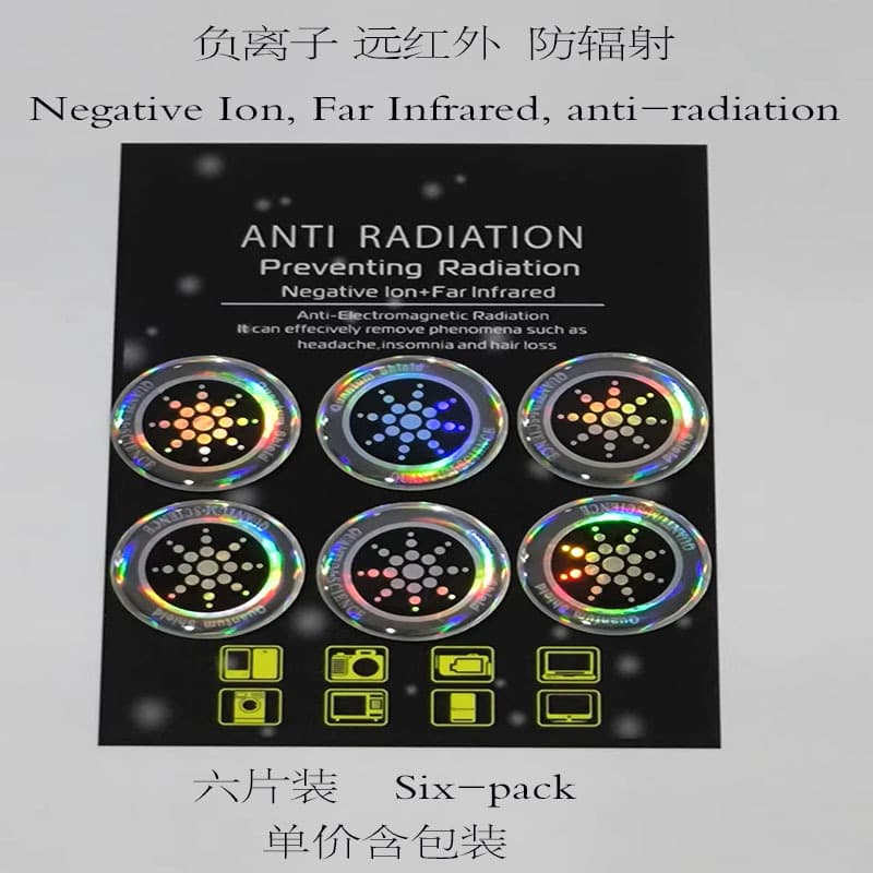 6-Piece Energy Anti-Radiation Shield/Mobile Phone Anti-Radiation Sticker/Negative Ion Anti-Radiation Phone Sticker, Customizable