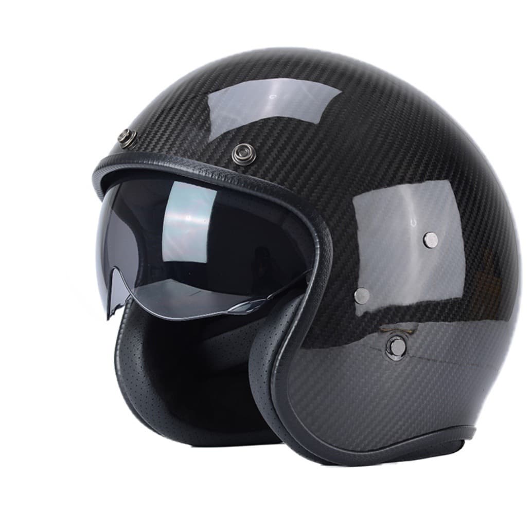 Carbon Fiber Motorcycle Helmet Retro Three-Quarter Helmet with Visor Cruiser Scooter Riding Drop Shipping
