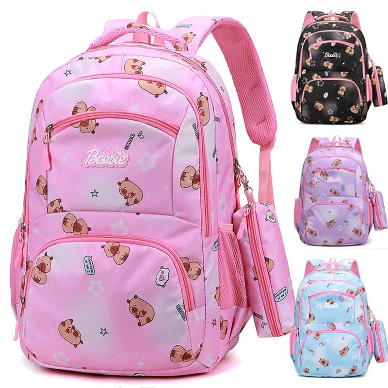 Cross-border Kapibala primary school student backpack girl backpack third and fourth grade children 6-14 years old two-piece school bag