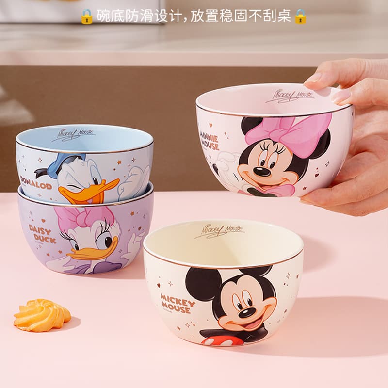 Genuine Disney Mickey Rice Bowl Kids Cute High-Appearance High-End Couple Ceramic Tableware Small Bowl Wholesale