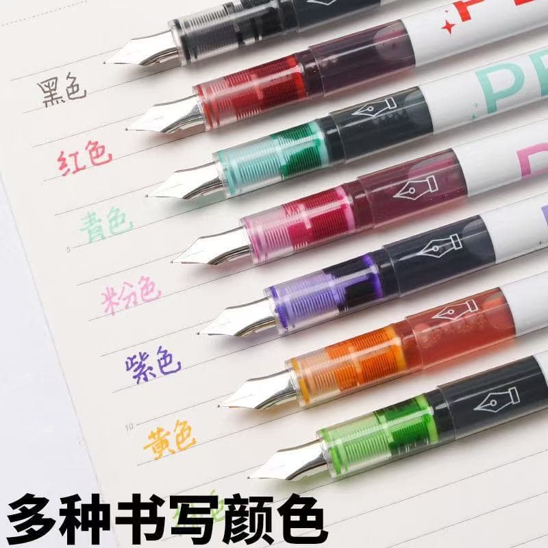Color straight liquid pen disposable large-capacity no-replacement ink bag F nib student special pen for calligraphy practice