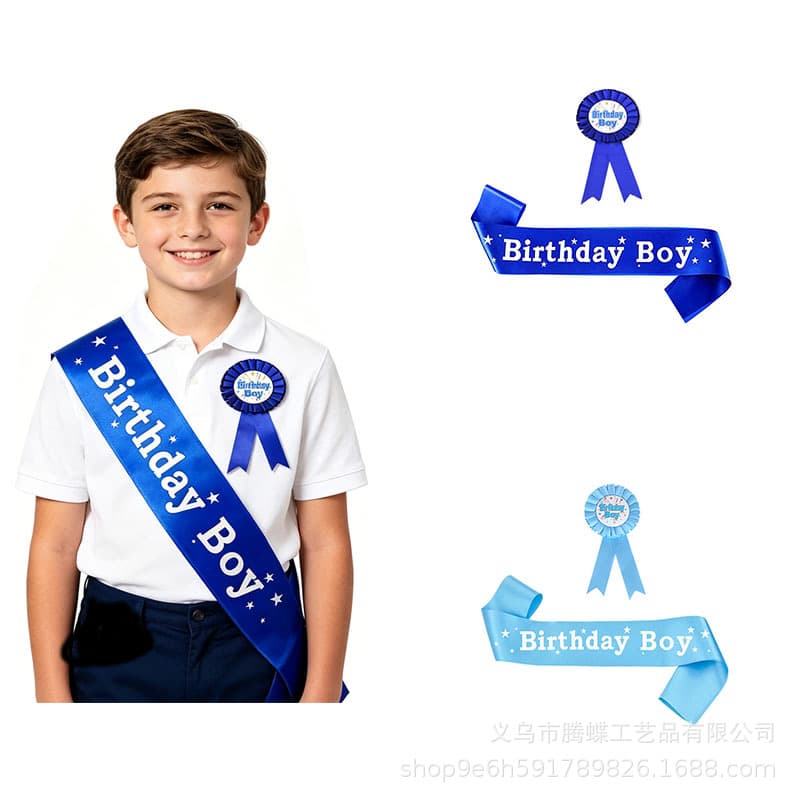 Cross-border Boys Girls Birthday Party Sash Birthday Boy Sash Birthday Girl Brooch Corsage