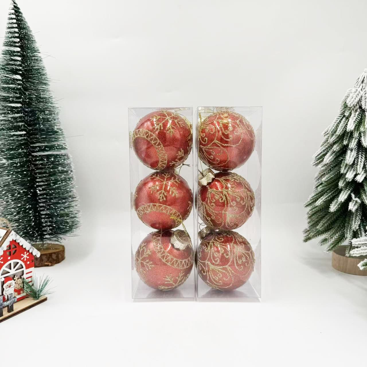 Amazon new product 8CM3PCS Christmas pet glitter ball festive Christmas decorations Christmas tree pendant