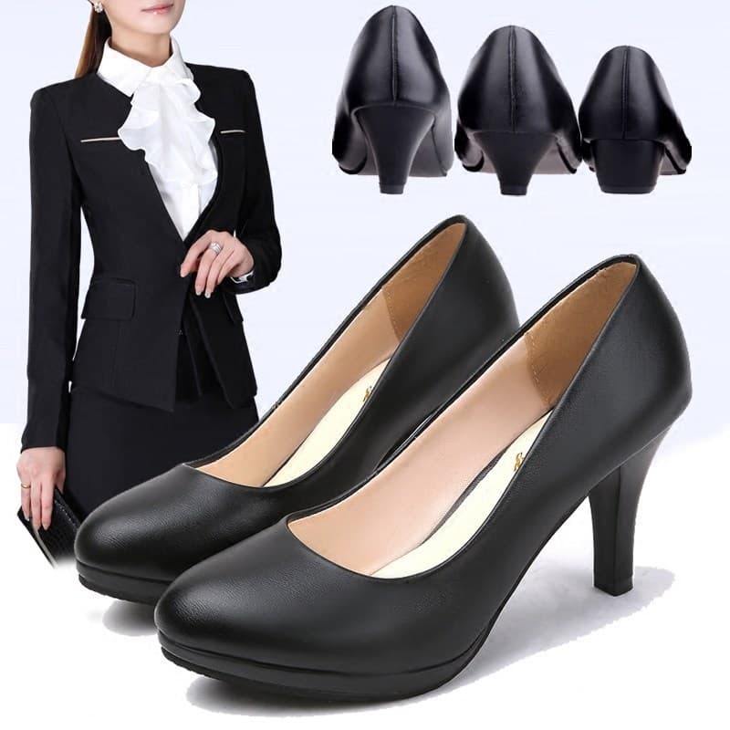 Comfortable professional shoes, work shoes, formal etiquette interview shoes, women's shoes, small leather shoes, single shoes, mid-heel spring, black shoes, autumn