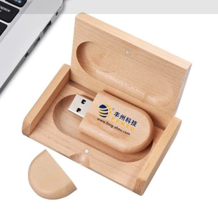 Wooden USB Flash Drive Bamboo Wood Elliptical Magnetic Gift Corporate Creative USB Drive Wholesale Customization 32GB 64GB 8GB 4GB