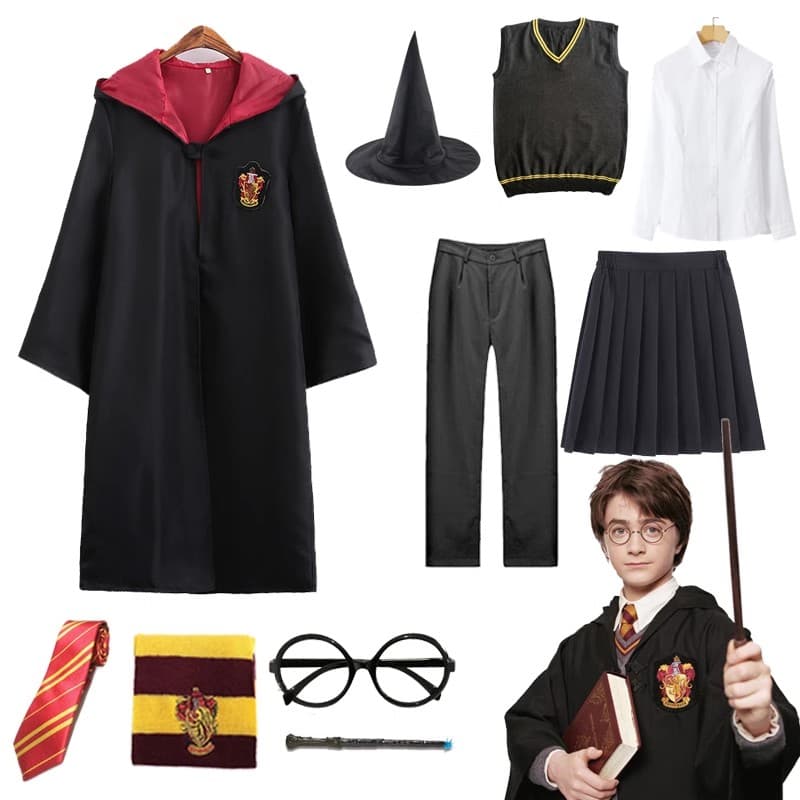 Harry Potter School Robe Cos Children Magic Robe Clothes Cos Cape Uniform School Robe Set