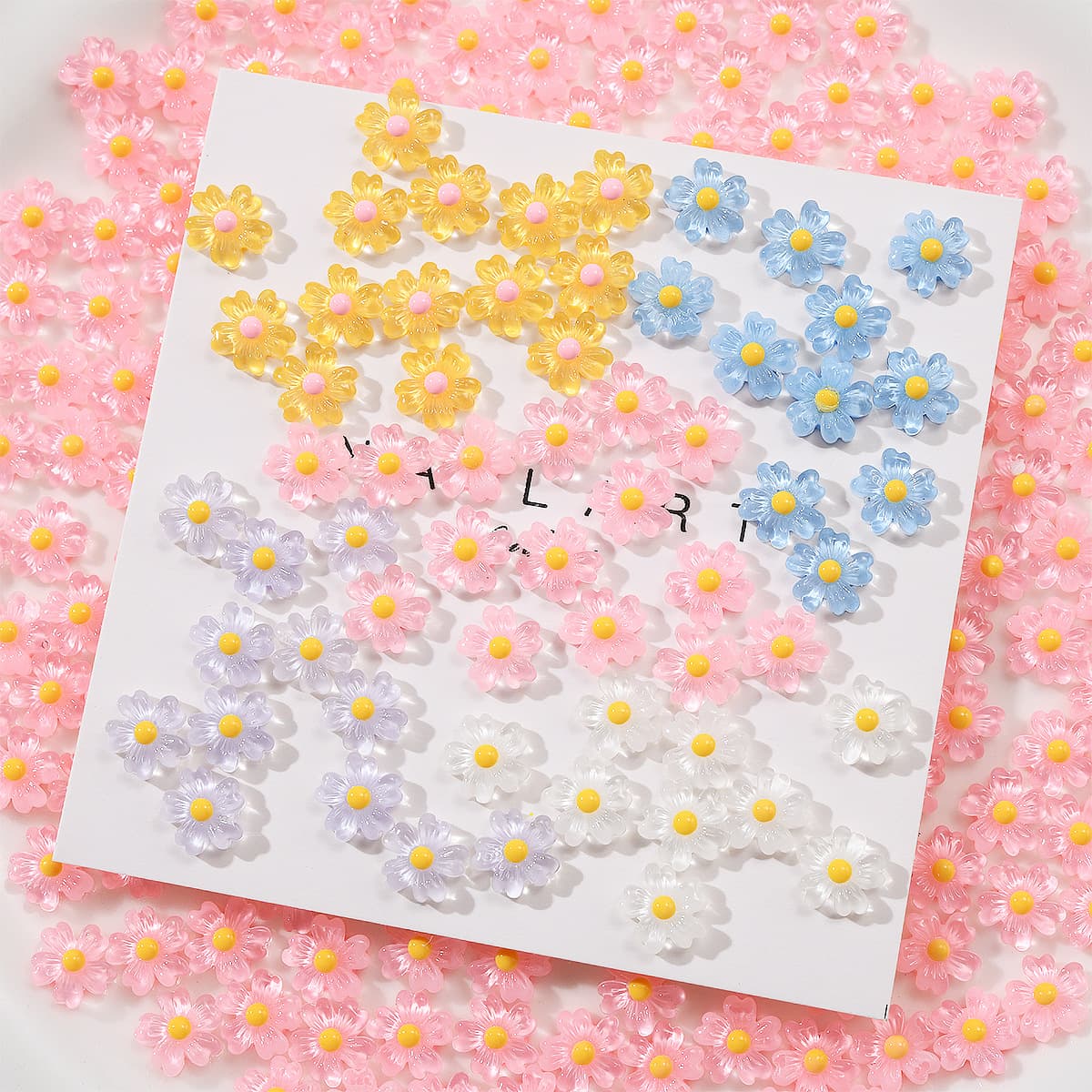 Resin DIY Accessories Nail Art Phone Case Earrings Hair Accessories Wholesale Water Cup Stickers Ice-Transparent Colorful Flower Decoration