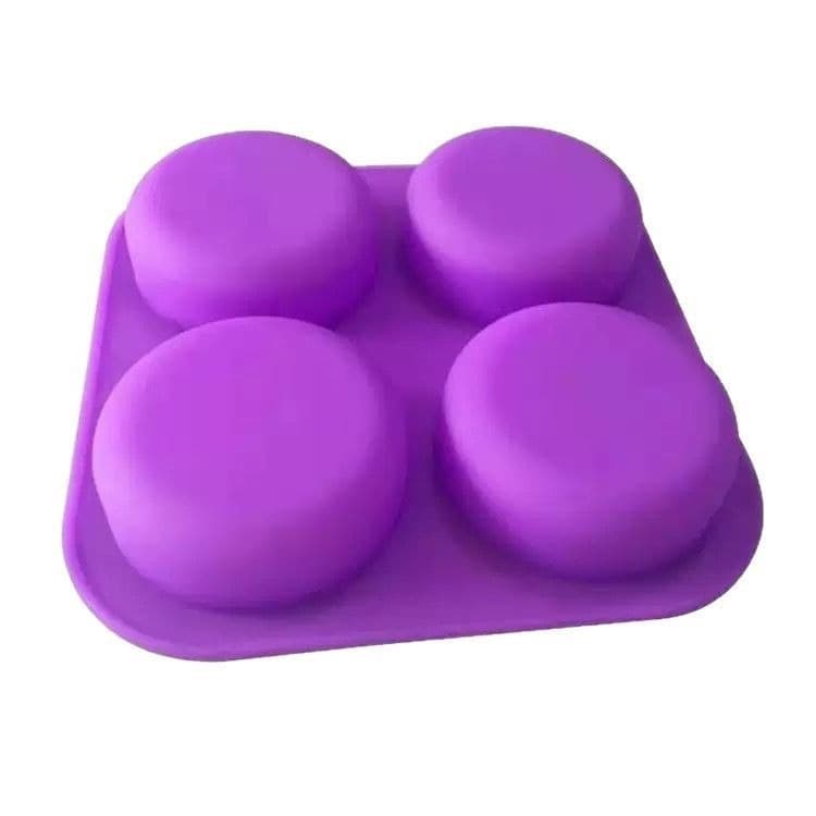 Round Soap Mold 4-Cavity Round Candle Mold for Soap, Plaster, Handmade Soap Silicone Mold