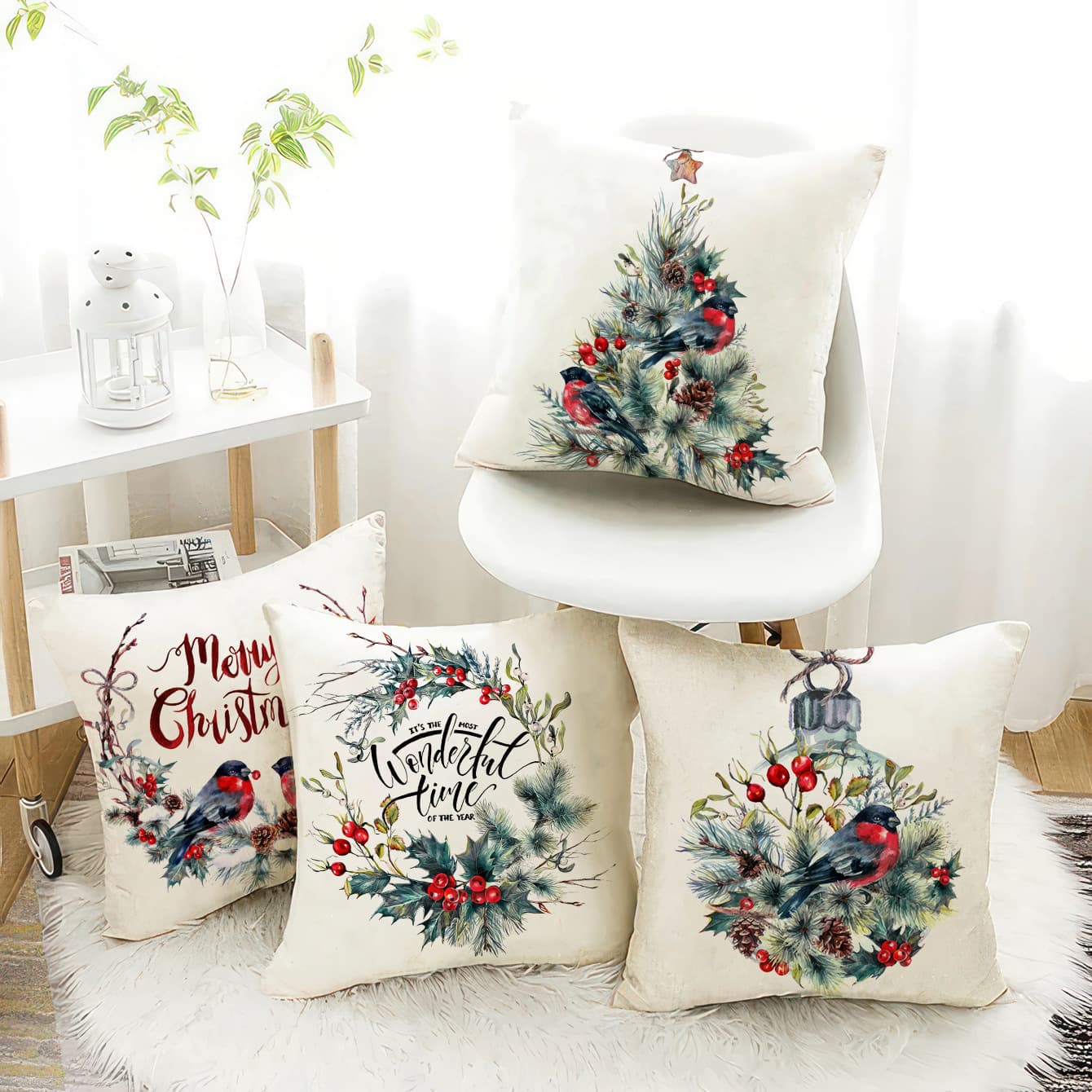 New Digital Print Christmas Thanksgiving Home Short Plush Sofa Cushion Cover Bedroom Sofa Cushion Pillow Cover