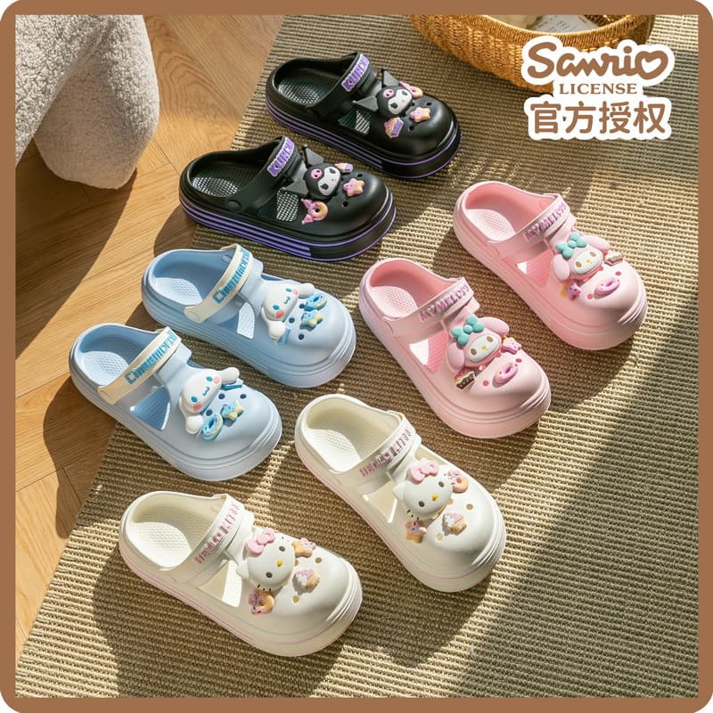 Sanrio Hello Kitty children's slippers summer girls outdoor clogs adult non-slip cute beach sandals