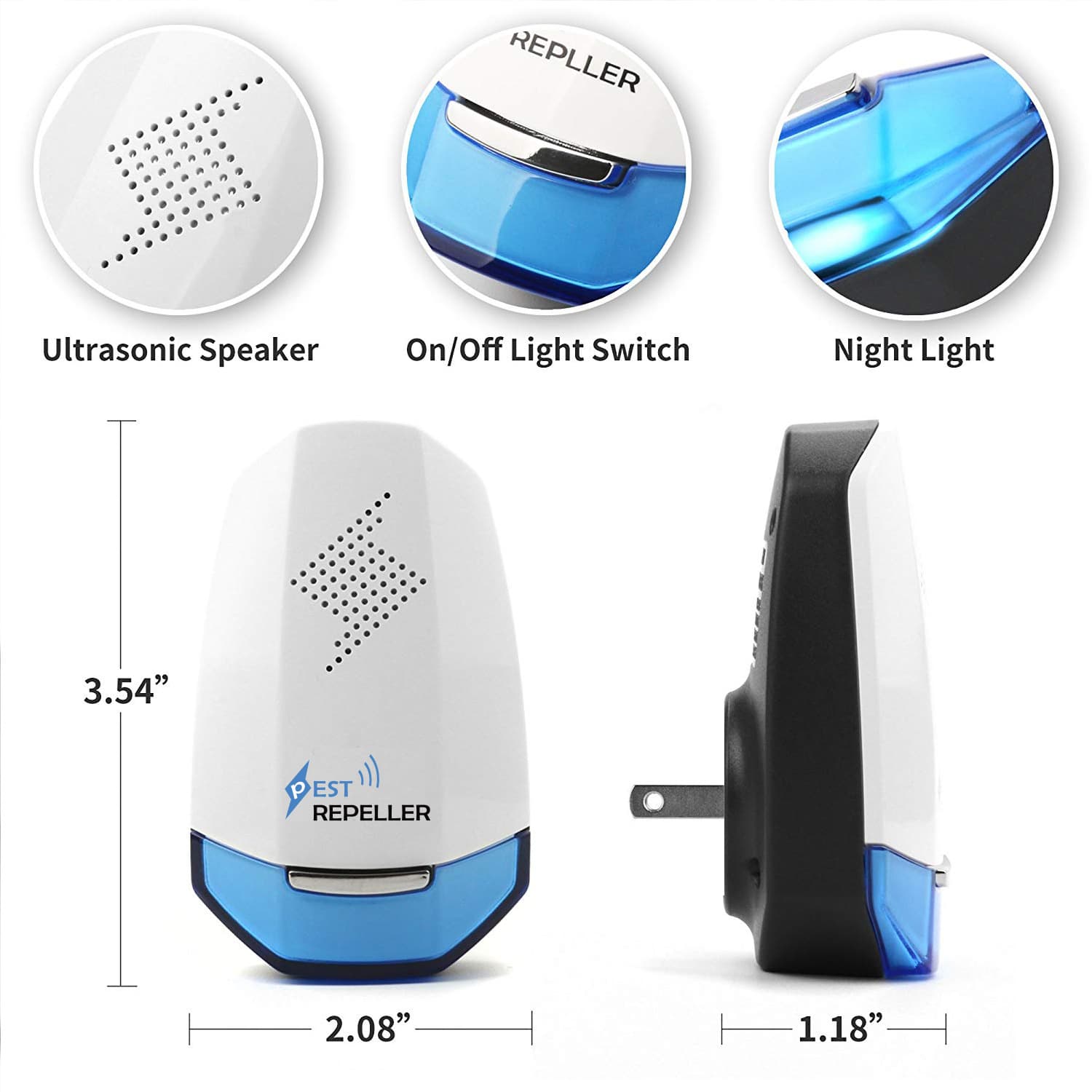 2024 New Ultrasonic Mouse Repeller, High-Power Rodent Deterrent for Home, Cozy Night Light