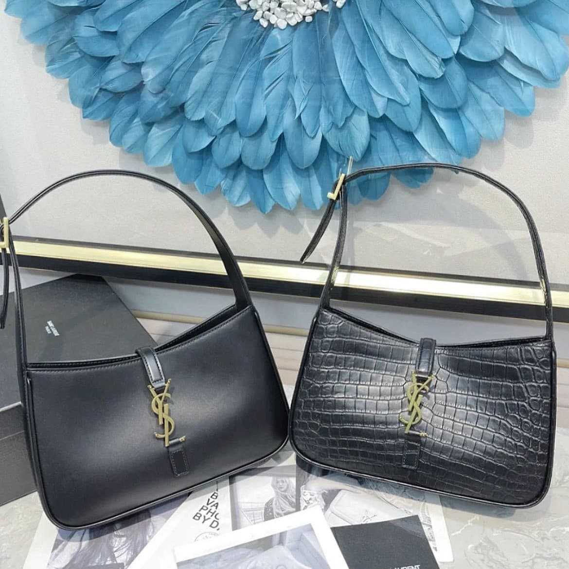 Cross-border source 2025 new YSL-style genuine leather women's bag premium texture underarm bag hobo handbag