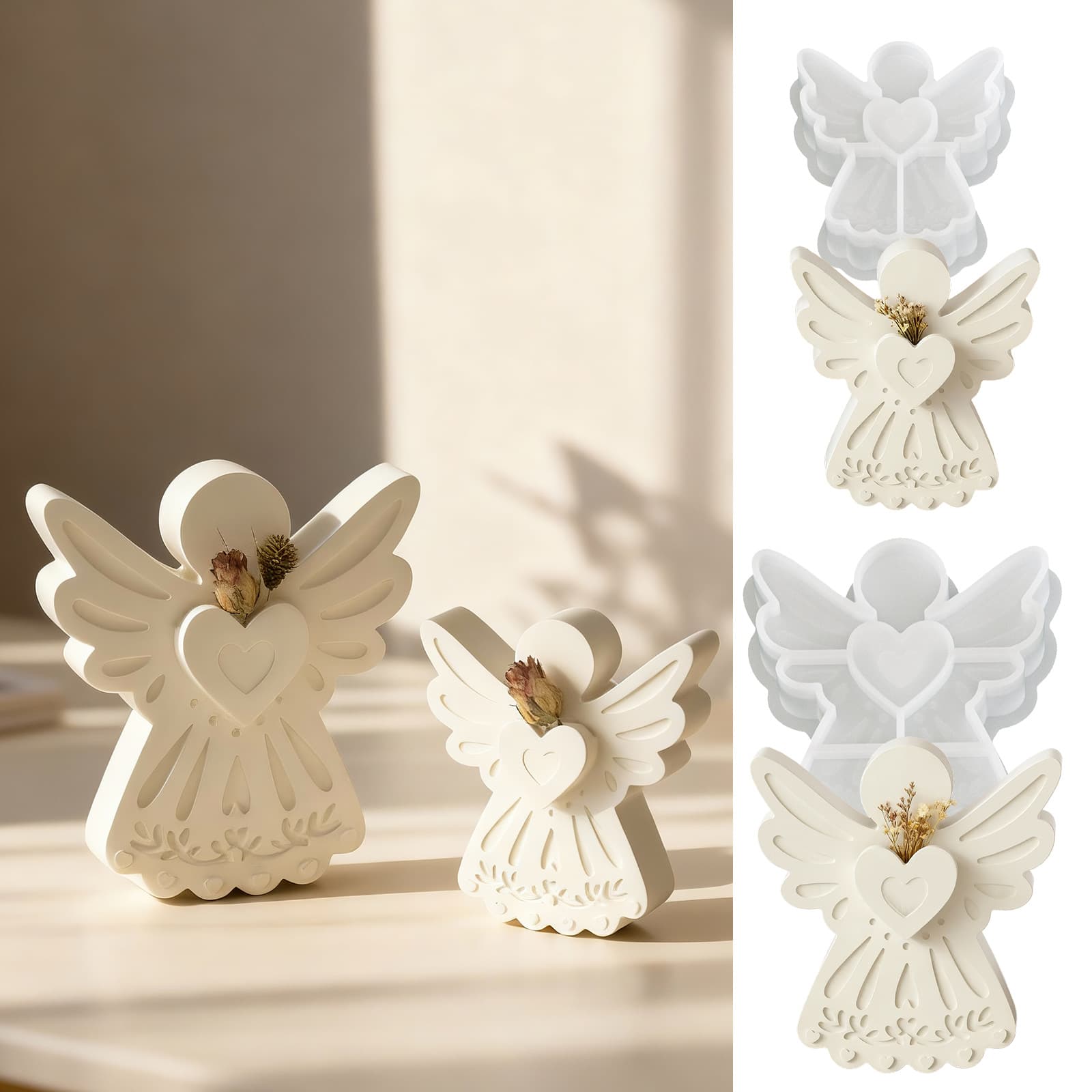 Cross-border size love angel silicone mold diy gypsum resin flower arrangement decoration glue ornaments wholesale