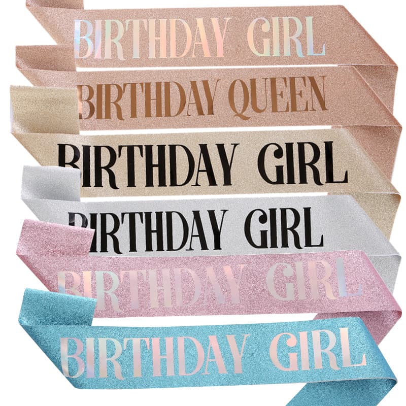 Cross-border Birthday Party Glitter Sash Birthday Girl Queen Birthday Girl Belt