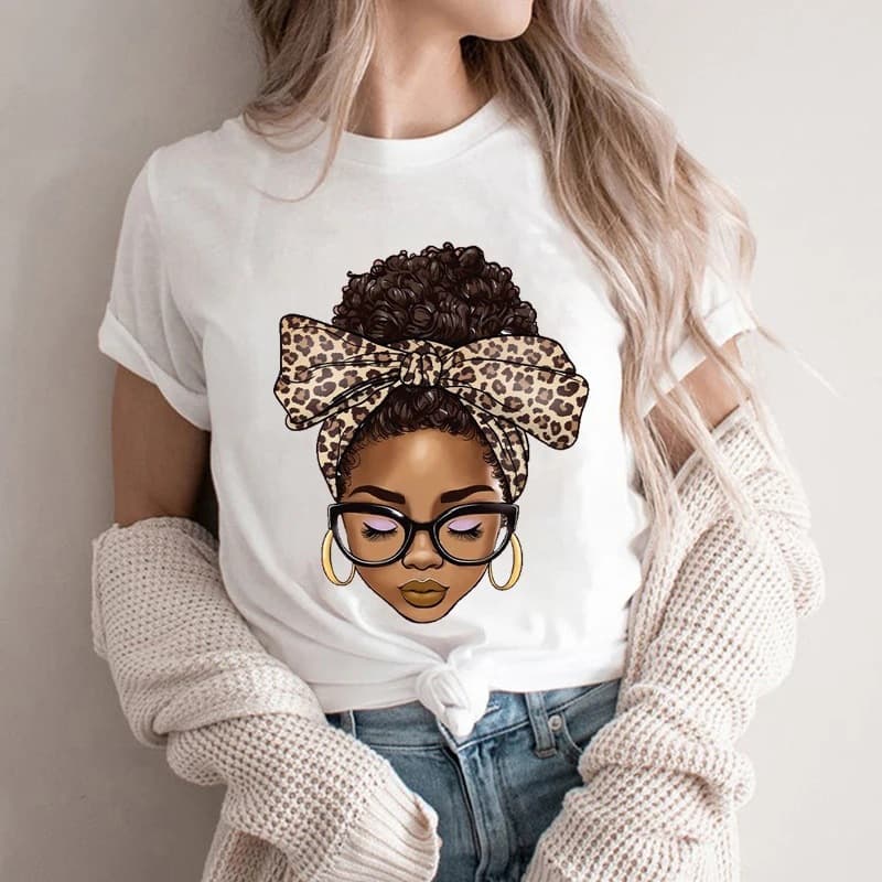 Black Women T-Shirts African Women Graphic T-Shirts Black Girls T-Shirts Juneteenth T-Shirts Fashionable Women's Clothing Designs