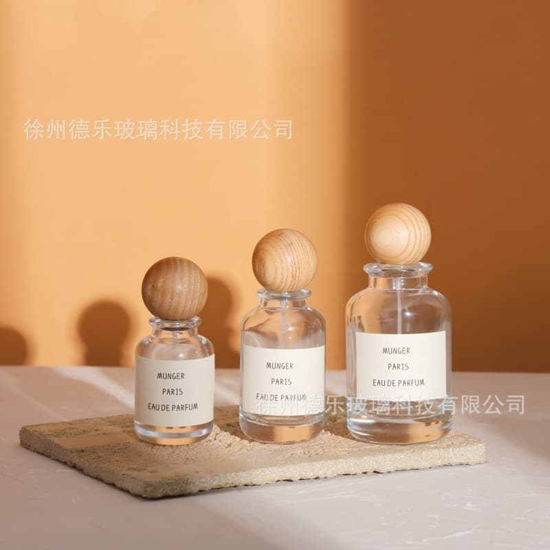 New Wooden Cap Perfume Spray Bottle 30ml 50ml 100ml Perfume Bottle 15mm Diameter Snap-On Perfume Packaging Bottle