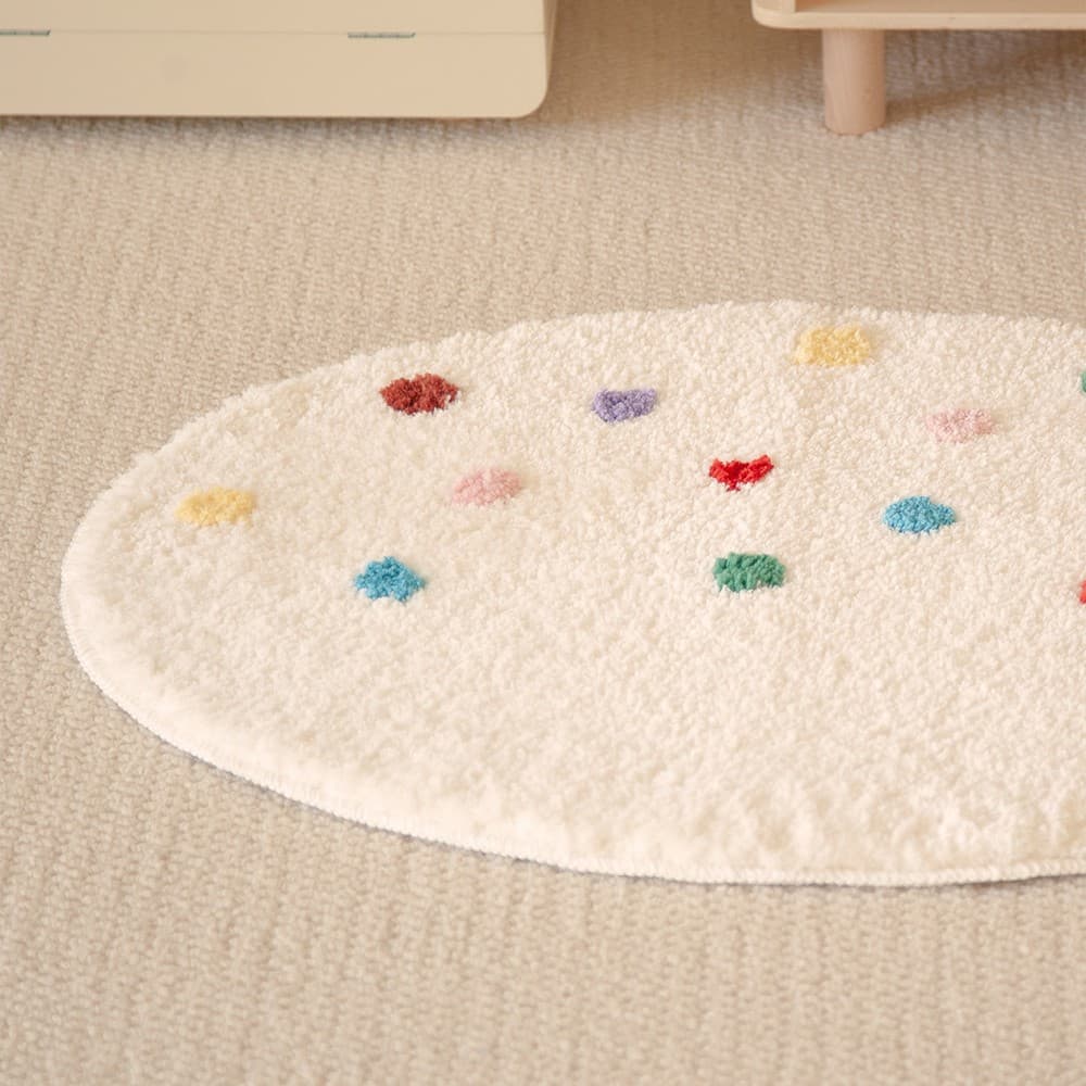 Cute flocked carpet color dot palette children's room bedroom bedside blanket living room encrypted thick velvet foot mat