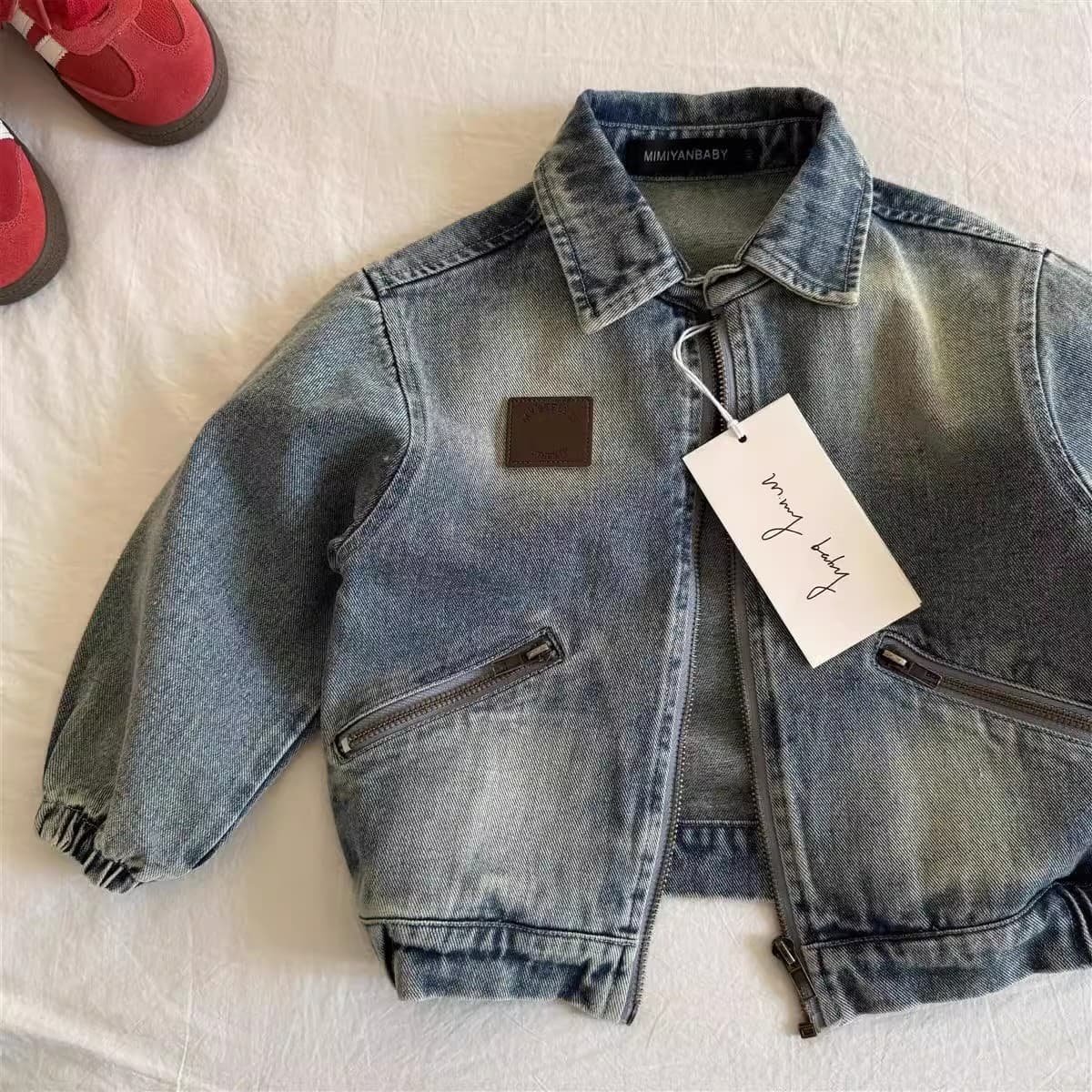 Kids' Denim Jacket 2025 Spring/Autumn New Style Unisex Retro Outerwear, Distressed Baby Korean-inspired Denim Garment Chic