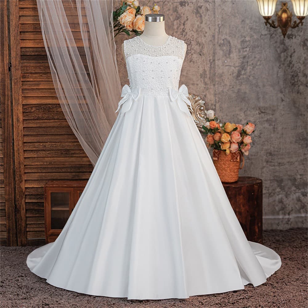 Amazon Train Long Dress for Little Girl Piano Performance Gown Children Birthday Banquet Tuxedo Dress