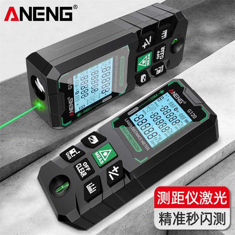 ANENG Laser Distance Meter Green Light Outdoor Infrared Electronic Ruler High Precision Laser Measuring Tool Room Measurement Device