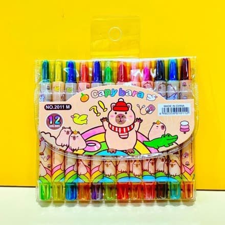 Youzhi Stationery New Product Factory Direct, In Stock 12-Color Pack Short Children's Cartoon 12-Color Rotating Crayon Packaging