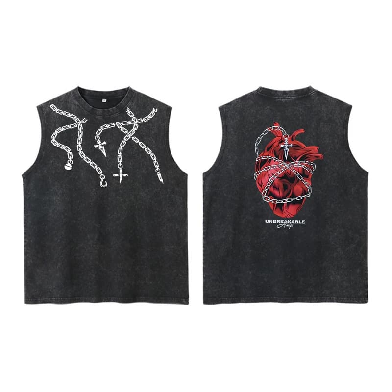 European size cotton Anime Hunter X Hunter Acid Vest Retro Vintag