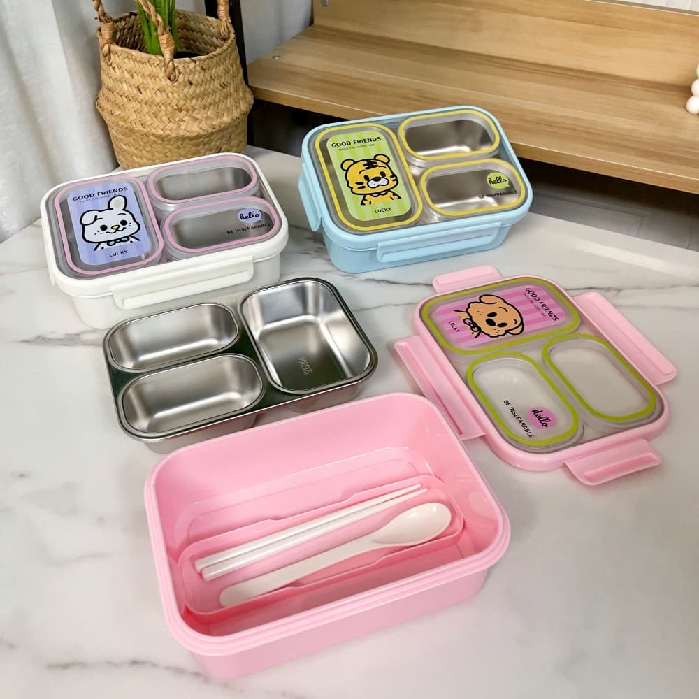 Food Grade 304 Stainless Steel Insulated Lunch Box, Student Children's Divided Lunch Box, Portable Meal Tray for Work