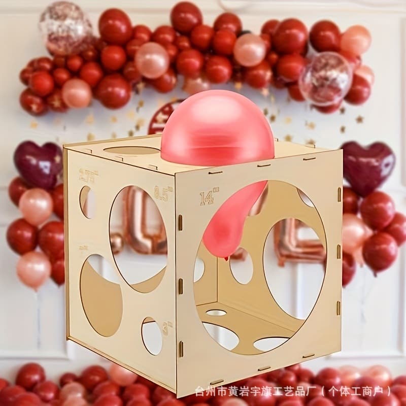 Wooden Balloon Cube Template Box Assembly Wooden Party Balloon Sizer DIY Balloon Tool Measuring Box