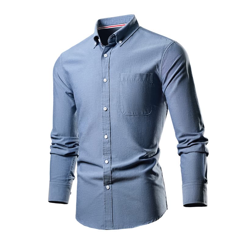 Cross-border Trade New Men's Plus Size Long Sleeve Shirt European Fit Loose Plain Casual Shirt