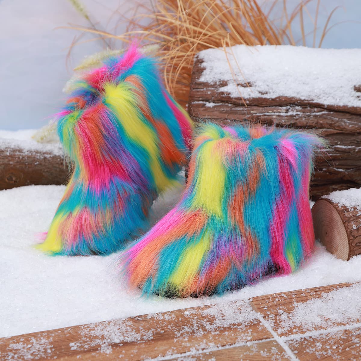 2025 Winter Fleece-Lined Mid-Calf Snow Boots for Boys and Girls, Faux Fur Shoes, Children's Fur Boots, Cross-Border Export, Europe and the United States