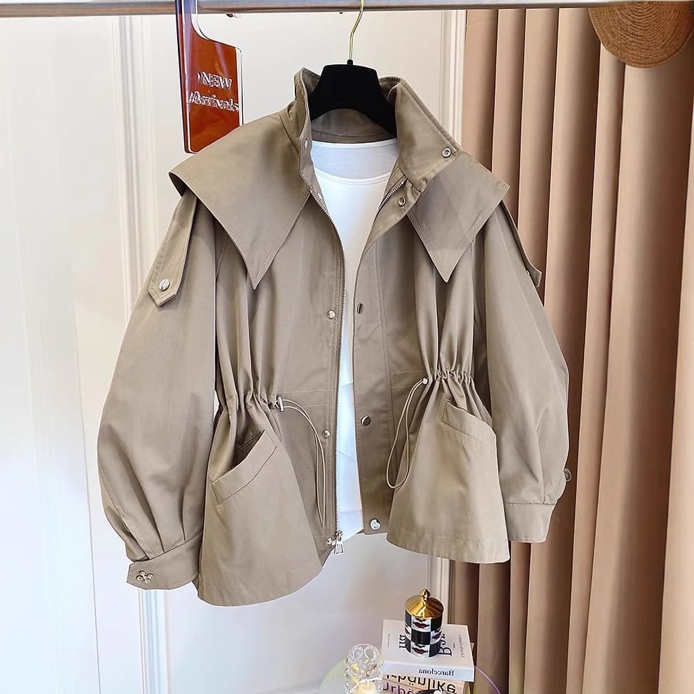 2026 Spring and Autumn New Style Windbreaker Women's Work Jacket Small British Windbreaker Large Size Women's Fashionable Clothes