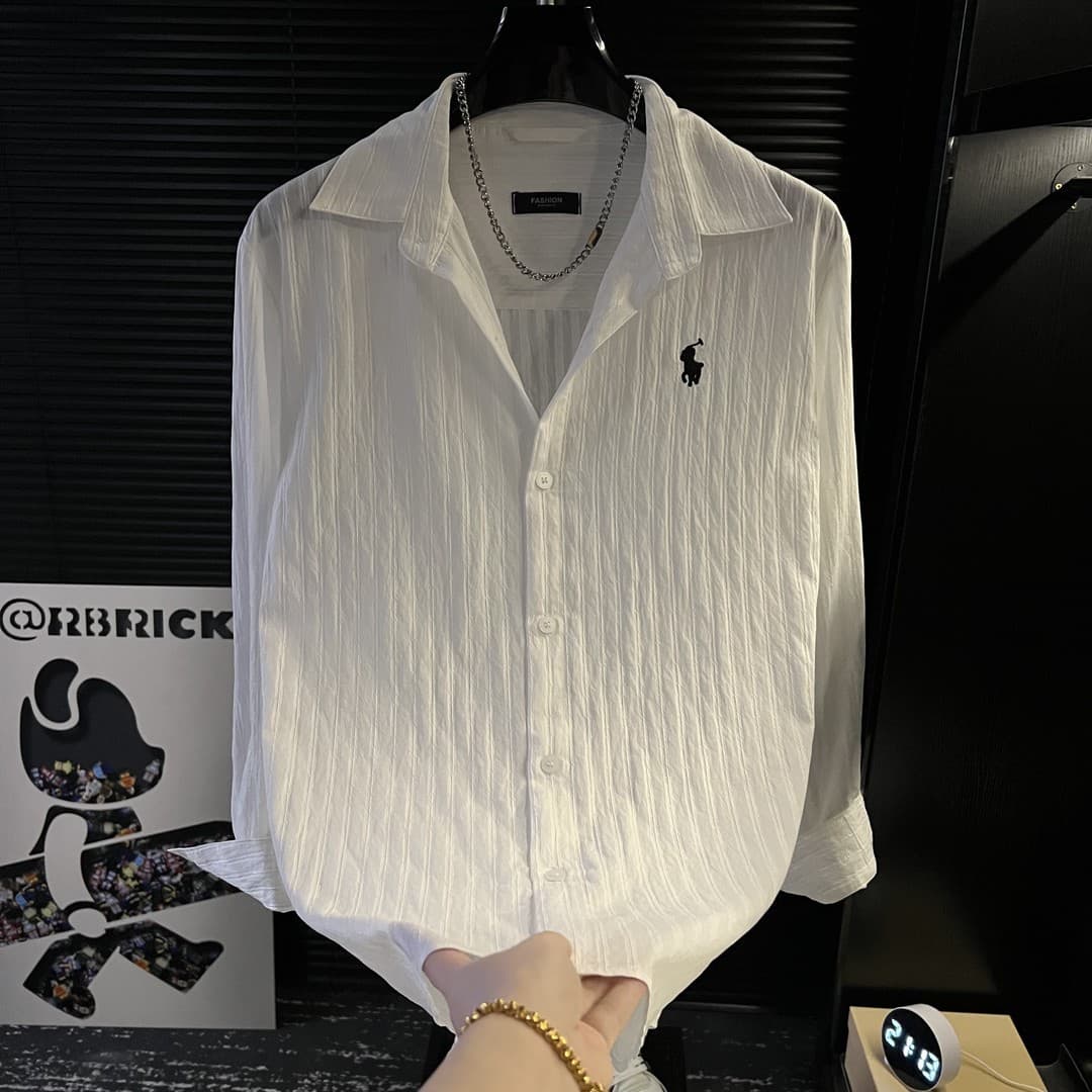 New Summer Thin Loose Fashion Versatile Shirt Linen Solid Color Long Sleeve Embroidered Casual Simple Stylish Shirt