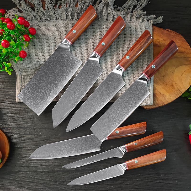 Damascus Steel Chef's Knife Set, Slicing Knife, Fruit Knife, Cooking Knife, Japanese-Style Small Knife, Cross-Border Foreign Trade