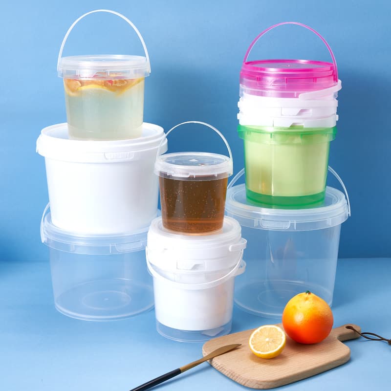 Factory direct 1-5L food-grade transparent plastic bucket lobster takeout bucket handle bucket fruit cutting bucket