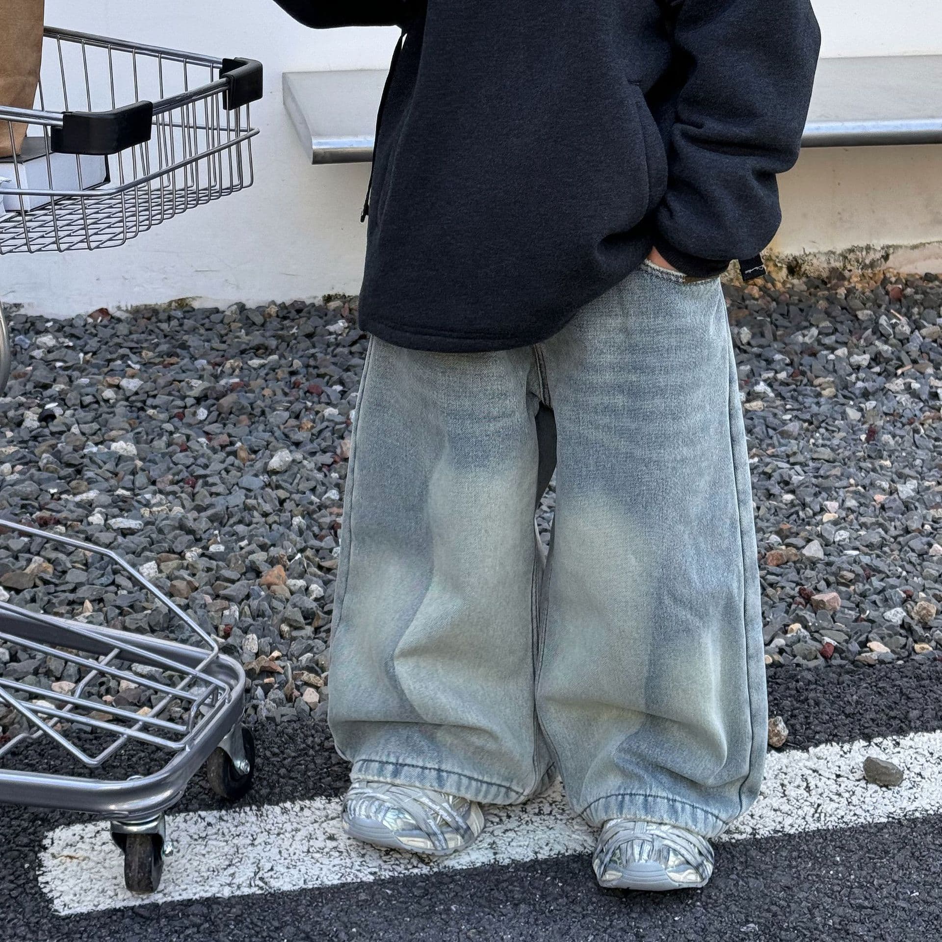 Tairu 2025 Winter New Boys' Versatile Simple Straight Warm Fleece-Lined Jeans Children's Long Pants Fashion Trendy