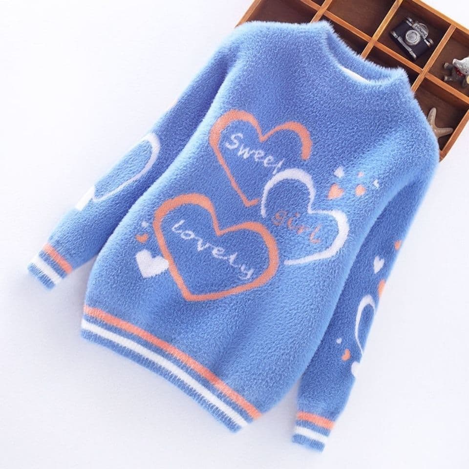 Girls Sweater 2025 Autumn/Winter Kids Middle and Big Kids Base Layer Knit Top Girls New Imitation Mink Fur Knitwear