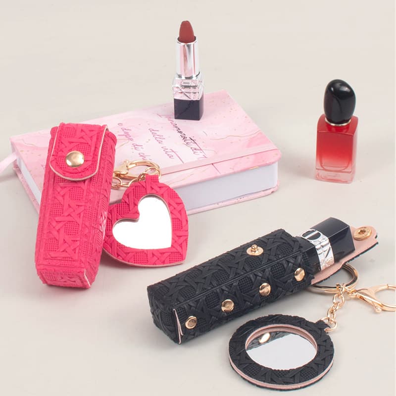 2025 New Woven Pattern Portable Trendy Q-Style Perfume Box Lipstick Bag Mini Lip Balm Case Serum Bag